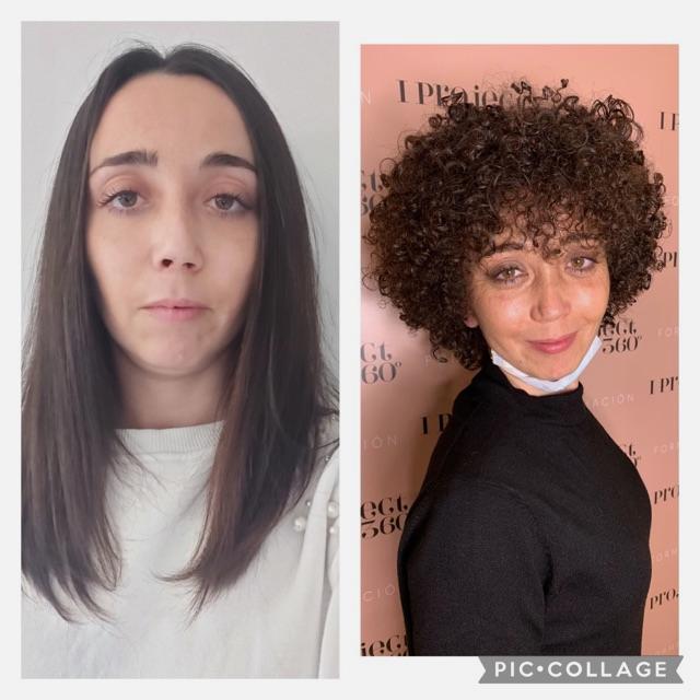 Chica para hacerse rizado afro permanente