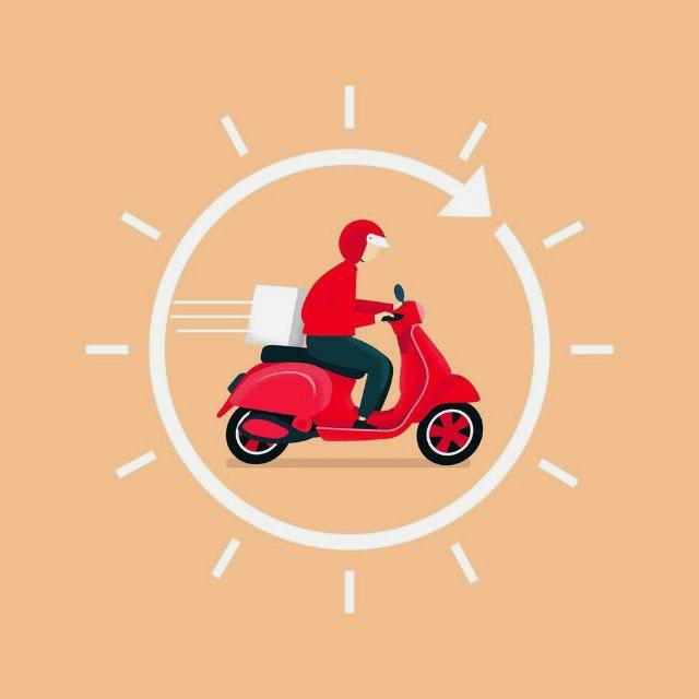 Repartidor pizza con moto empresa