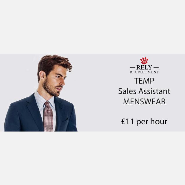 temp sales assistant menswear brand TEMP JOB