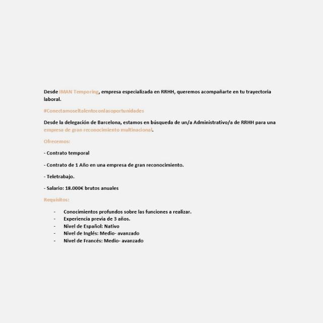 Administrativo/a RRHH